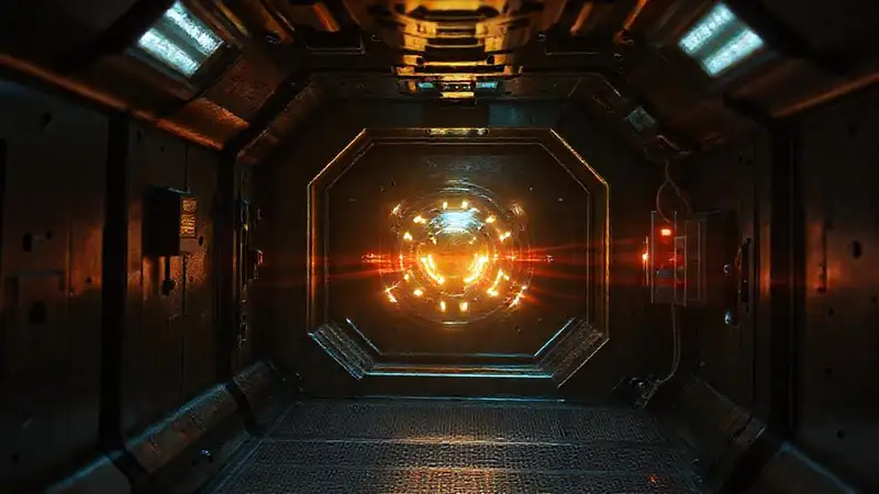 Cámera de contención con objeto misterioso brillante