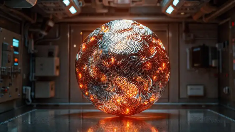 Objeto metálico misterioso con patrones magnéticos