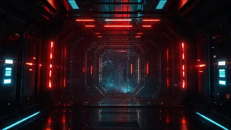 Cámara futurista de alta tecnología y peligro