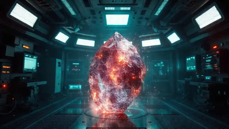 Fragmento de cristal con energía y efectos visuales