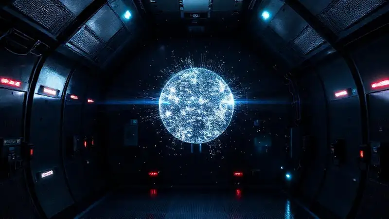 Esfera brillante de energía en ambiente seguro