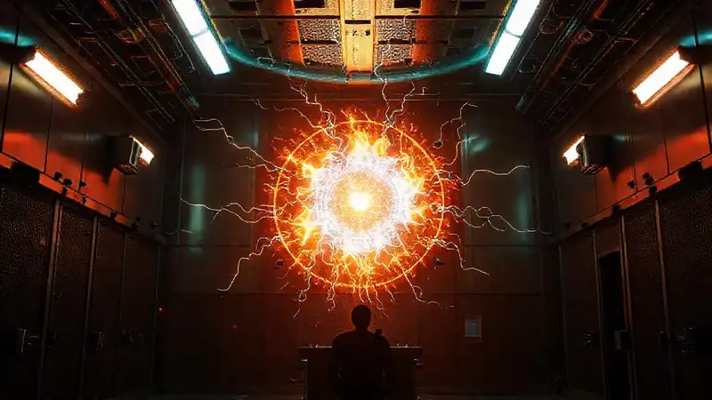 Halo de energía en sala de alta seguridad