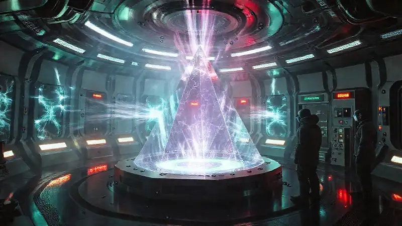 Cámara futurista con plasma y alerta vibrante