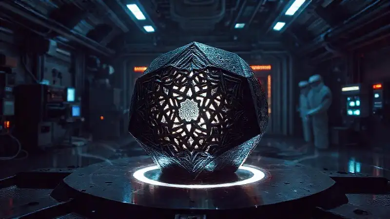 Prismá negro misterioso en entorno controlado