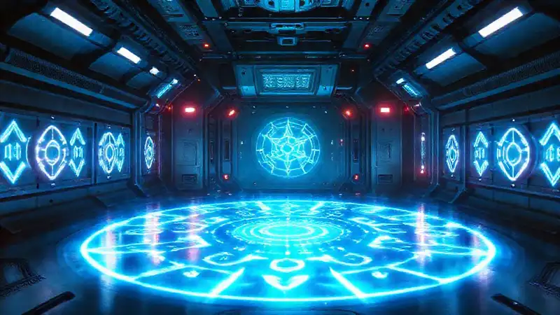 Campo de energía futurista y misterioso