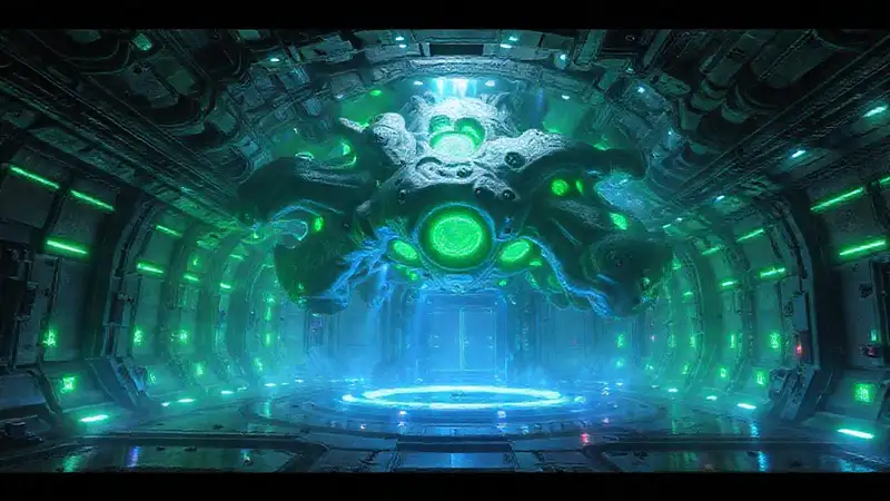 Estructura futurista con energía y seguridad