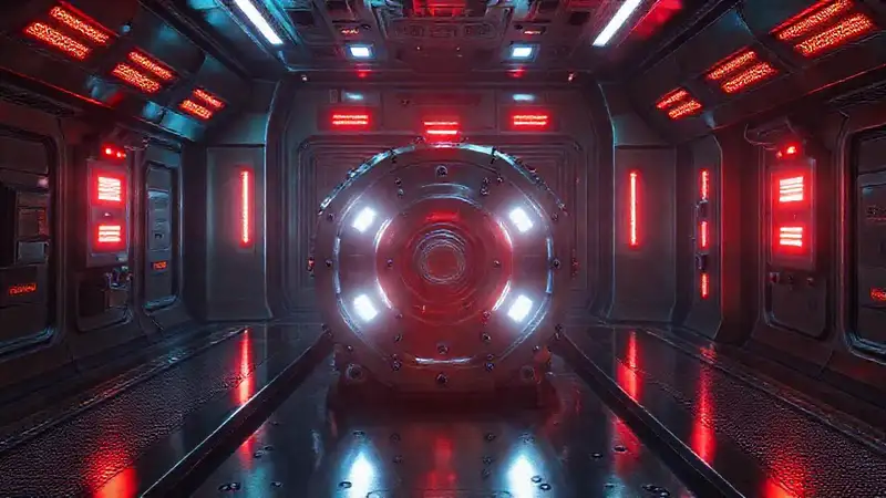 Dispositivo misterioso en sala de alta tecnología