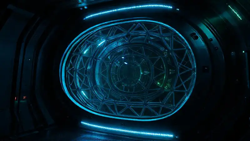 Estructura metálica futurista en ambiente de tensión
