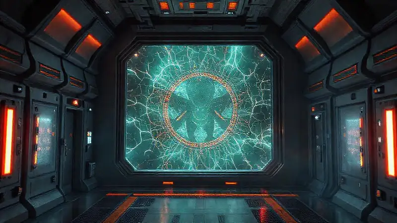 Instalación futurista de alta seguridad y peligro