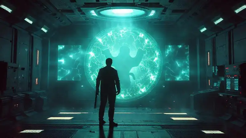 Campo energético en una sala futurista secreta