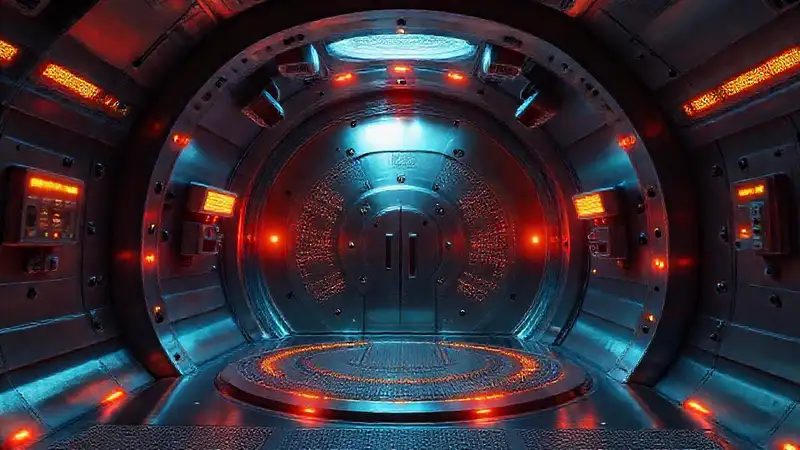 Cápsula metálica futurista con alta seguridad