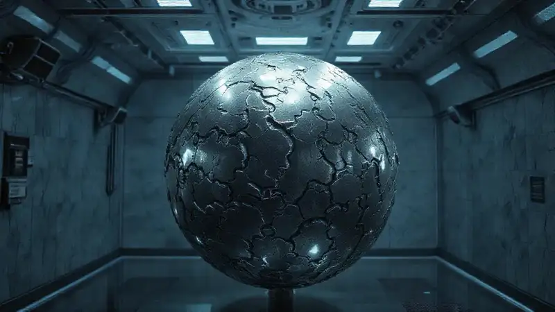 Esfera metálica fractal en cámara de seguridad
