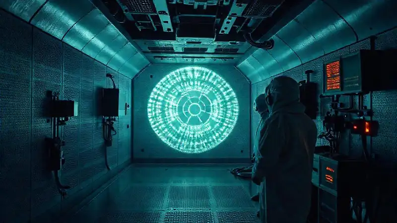 Cápsula de contención peligrosa con luz fractal