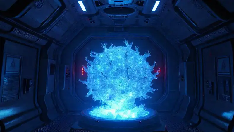 Mezcla futurista de bioluminiscencia y seguridad