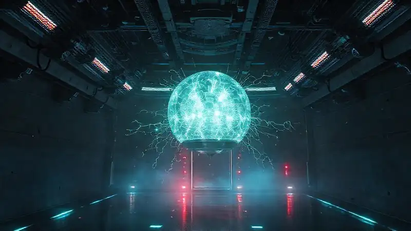 Campo energético misterioso en un laboratorio futurista