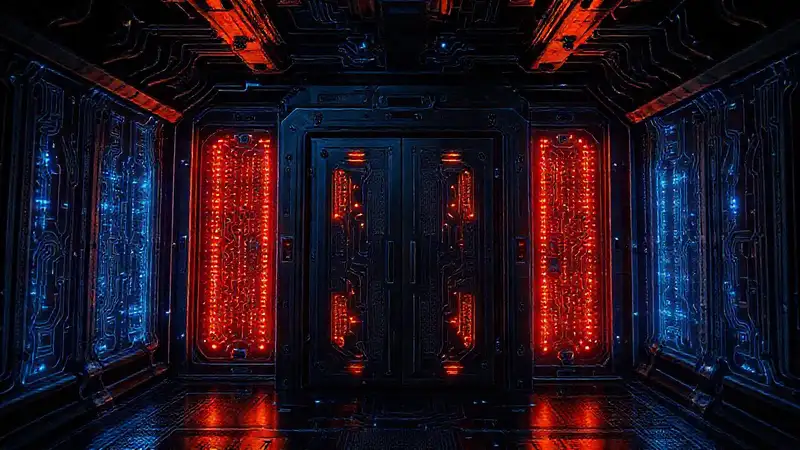 Estructura futurista con energía y seguridad