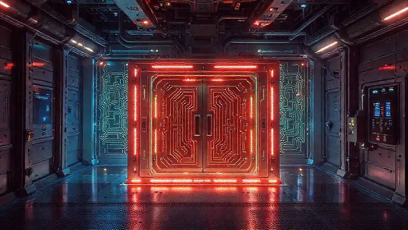 Estructura metálica futurista con energía misteriosa