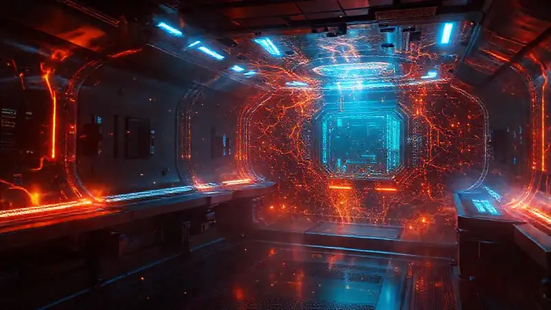 Campo energético futurista con ambiente misterioso