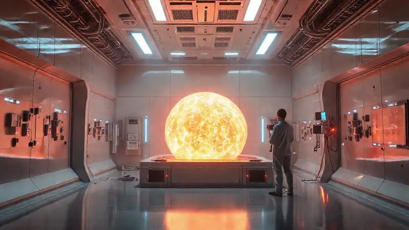 Cámaro de laboratorio futurista con energía brillante