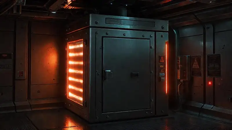 Cápsula metálica de alta seguridad futurista