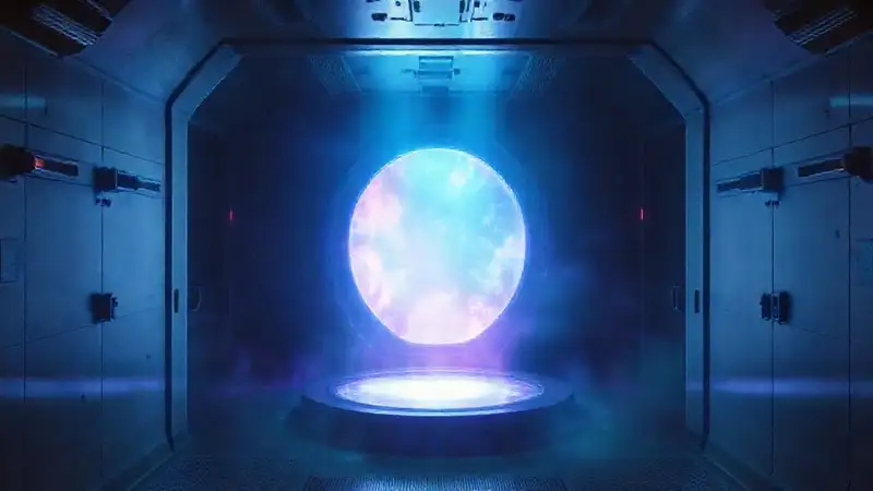 Portal misterioso en habitación de alta tecnología