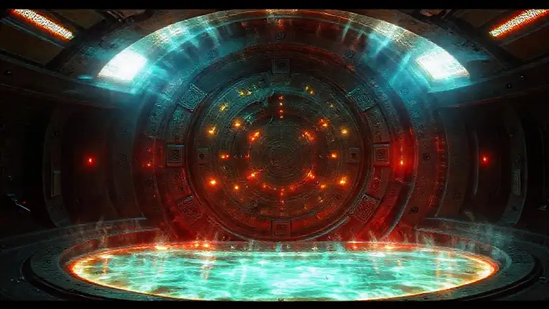 Estructura circular misteriosa con energía y seguridad