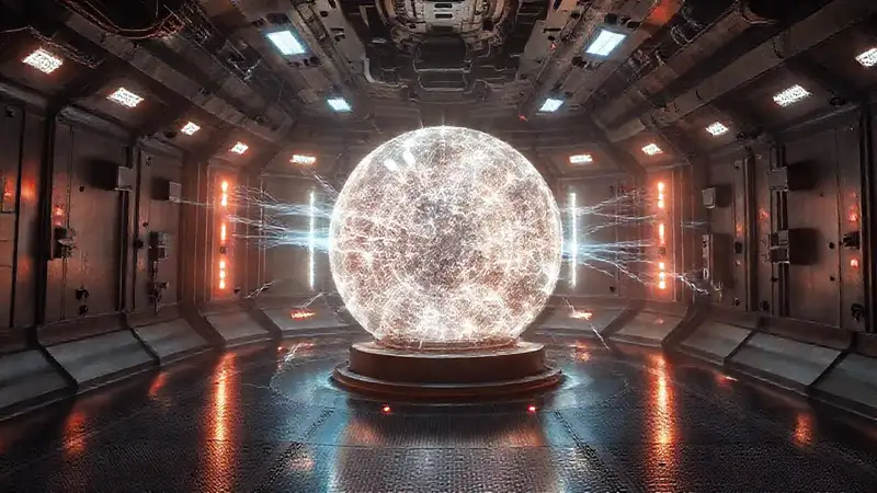 Esfera luminosa en cámara de alta tecnología