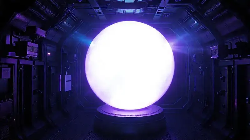 Esfera luminosa en cámara tecnológica sellada