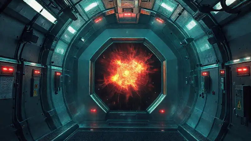 Cámara de contención futurista con plasma brillante