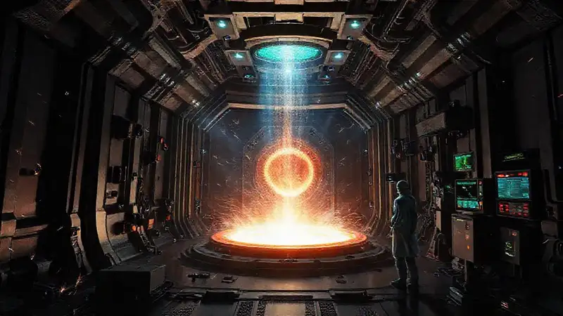 Estructura futurista con energía y peligros ocultos