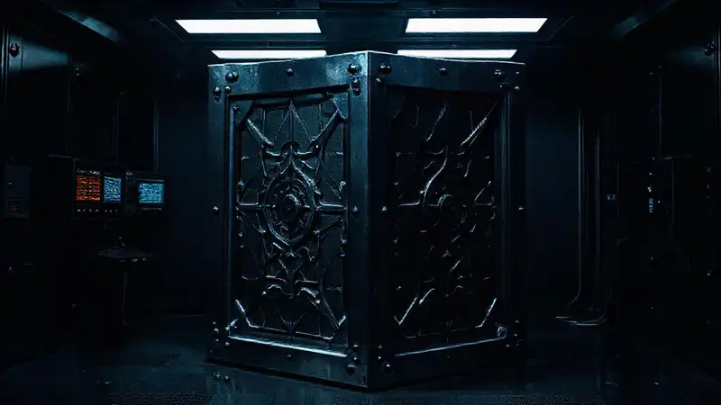 Cubo metálico en jaula