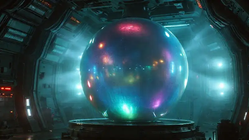 Estructura futurista resplandece en cámara tensa