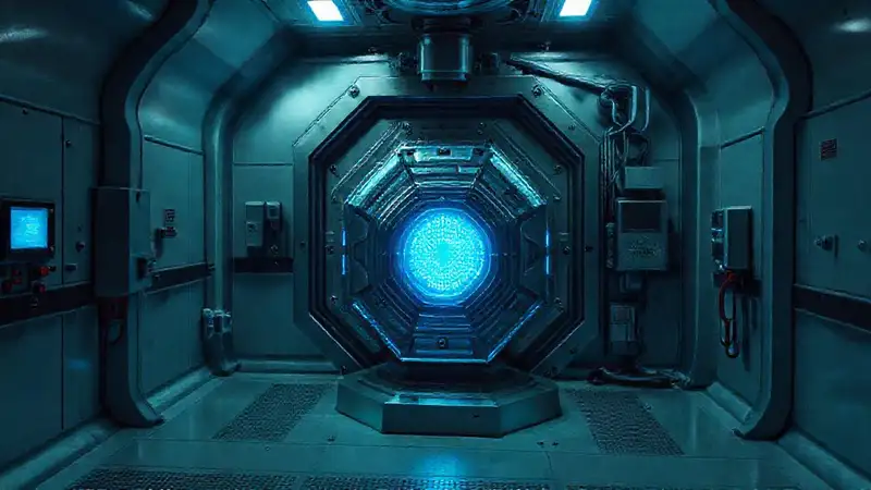 Cámara segura con energía misteriosa y brillante