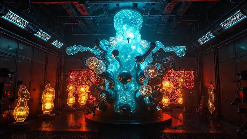 Estructura luminosa misteriosa en entorno tenso