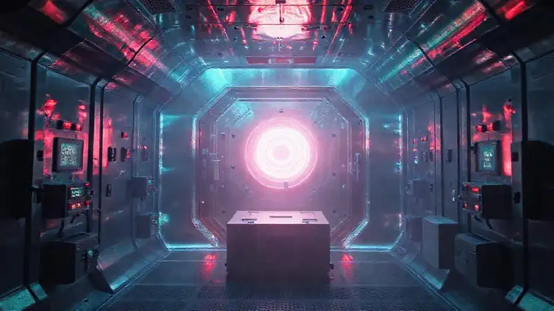 Cámara de contención futurista y misteriosa