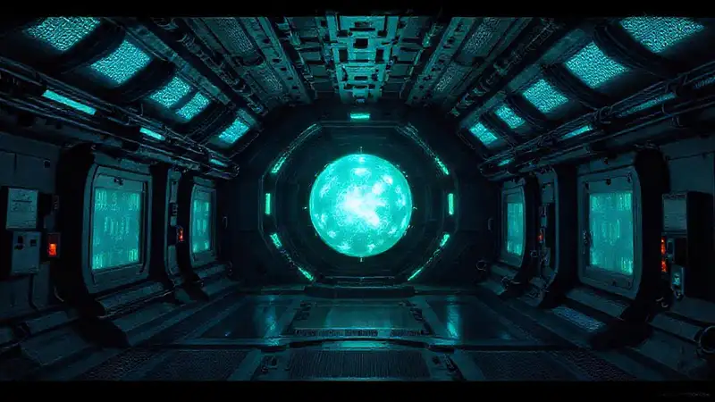 Esfera luminosa en cámara de alta tecnología