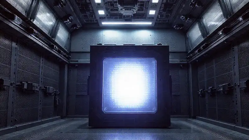 Cárcel tecnológica luminosa y secreta futurista