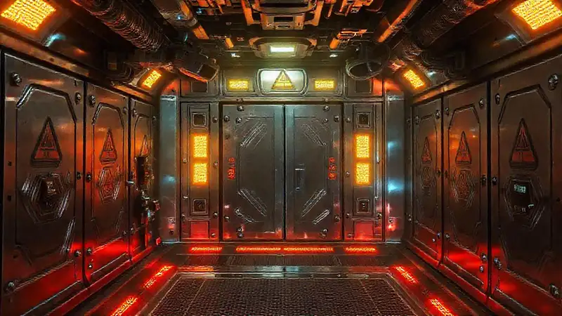 Aula futurista con seguridad y energía misteriosa