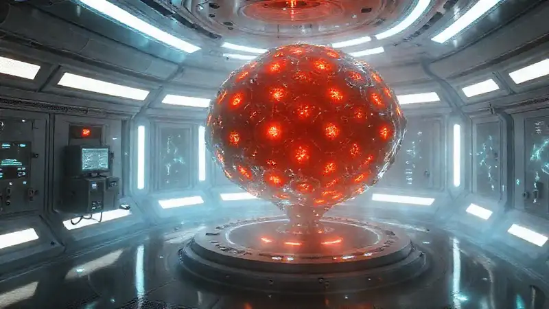Estructura luminosa futurista en un laboratorio controlado