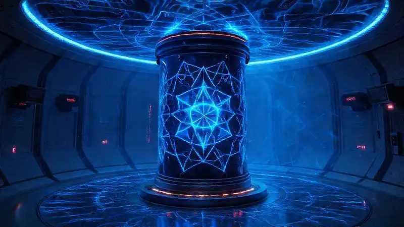 Estructura futurista con energía y seguridad intensa