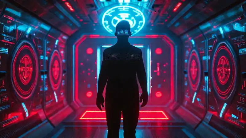 Cámaras futuristas con patrones y símbolos intensos