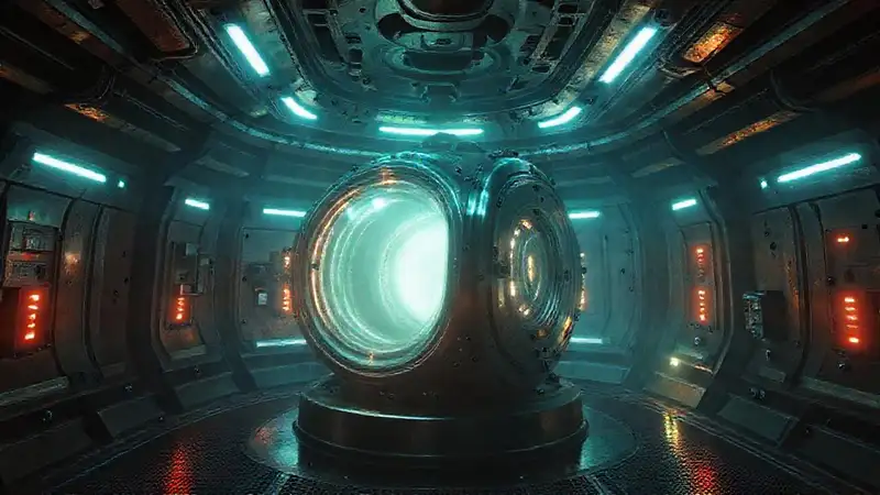 Objeto misterioso en cámara futurista y segura