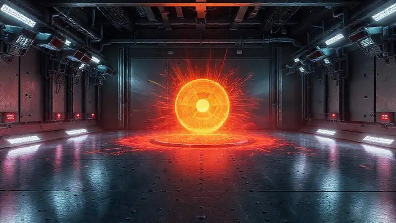 Superficie metálica con energía y seguridad futurista