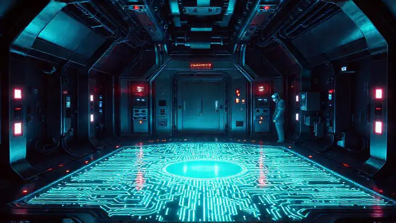Estructura metálica futurista con aura enigmática
