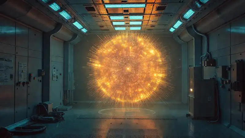 Campo energético misterioso en confinamiento futurista