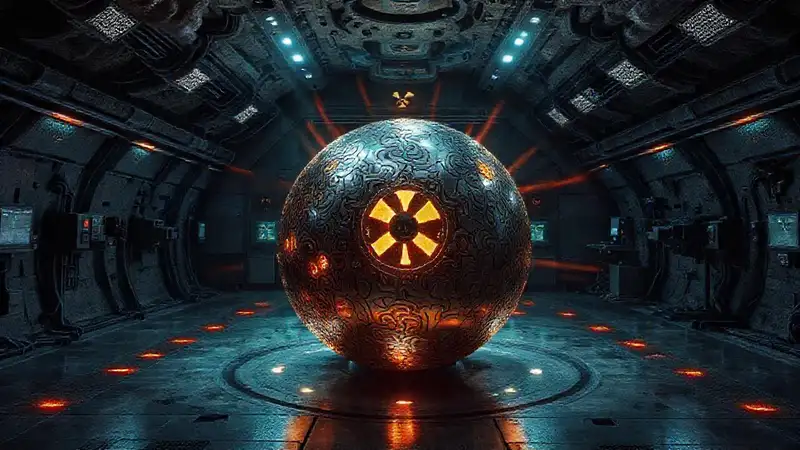 Esfera metálica misteriosa en entorno secreto
