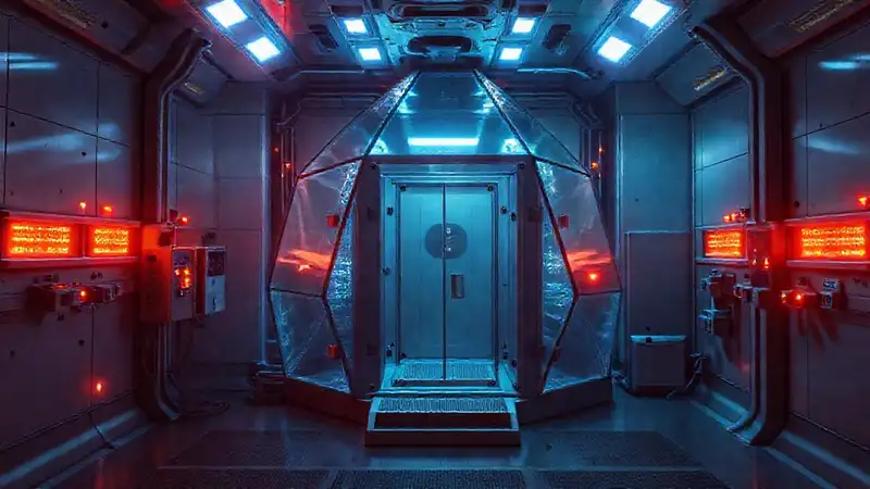 Sala de contención futurista y peligrosa