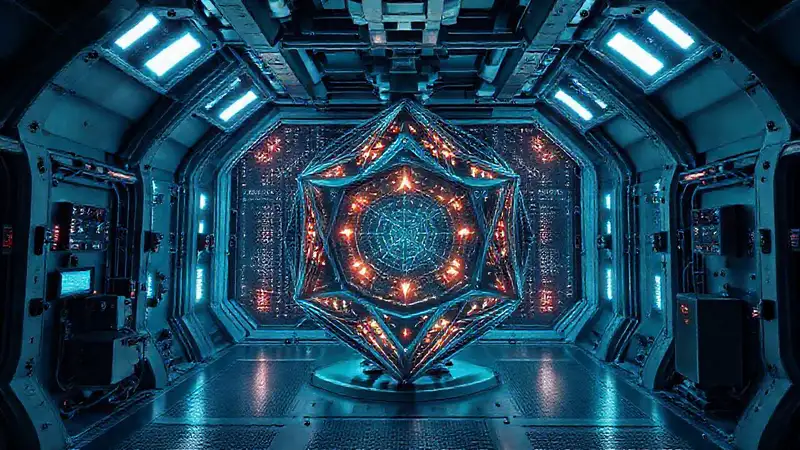 Estructura metálica futurista en entorno controlado