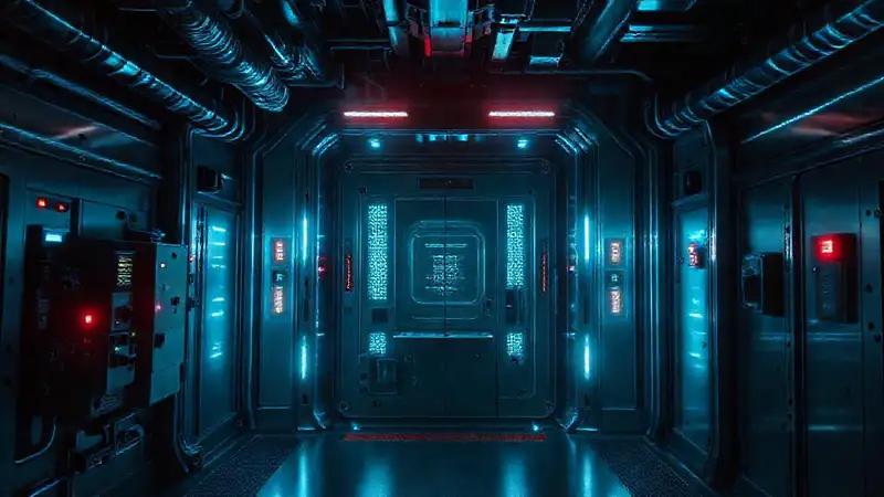 Estructura futurista en un entorno controlado