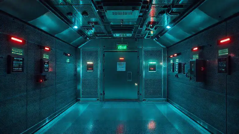 Cámara de seguridad futurista con ondas electromagnéticas